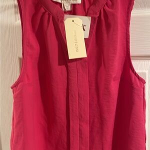 Monteau Pink Sleeveless Blouse with Mandarin Collar